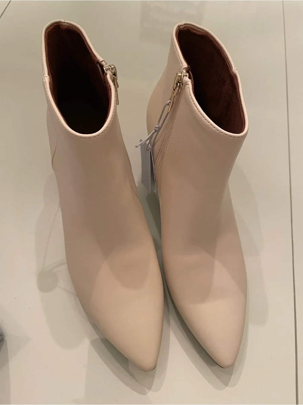 AEROSOLES Cream Side-Zip Kitten Heel Ankle Booties